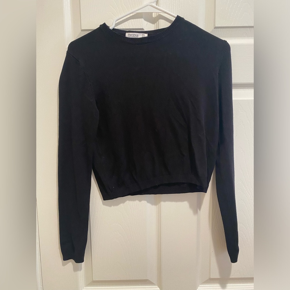 Bershka Crop Black Sweater Sz XS